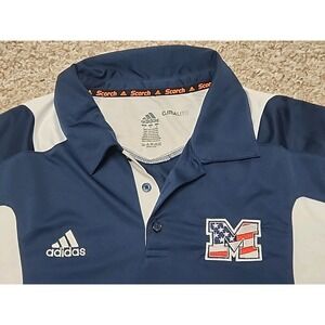 Adidas Scorch Michigan Men's L Blue Polo Climalite RWB Flag Block M Logo Unique
